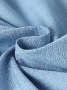 Pantalones de pierna ancha de cintura con volante - Azul - Ver 3