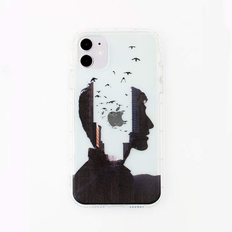 

Butterfly & Figure Graphic iPhone Case, Black
