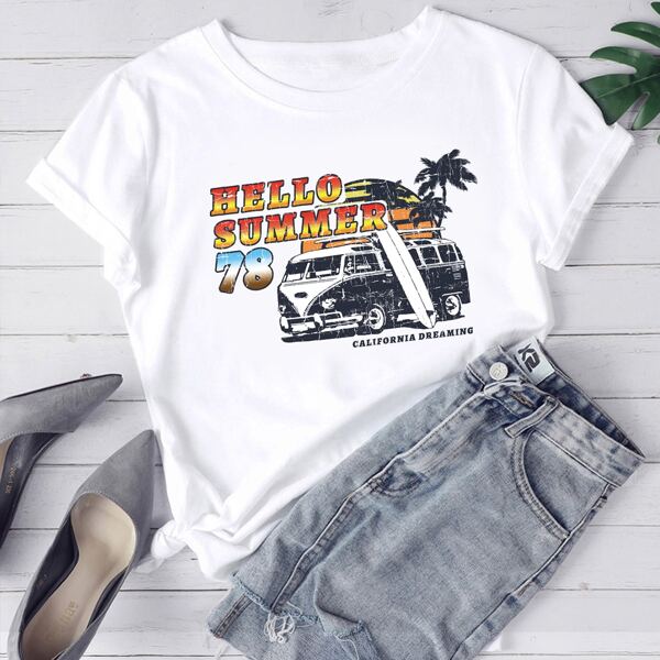 

Palm Tree & Letter Graphic Tee, White