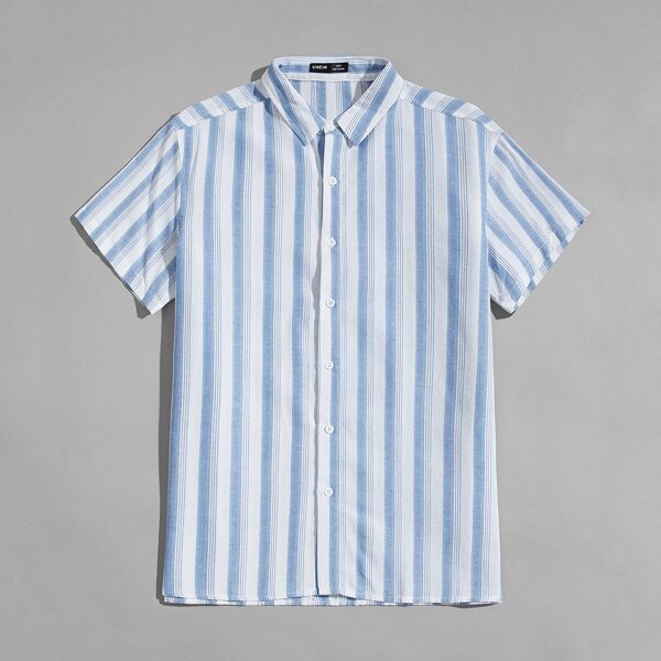 

Men Striped Print Shirt, Blue and white