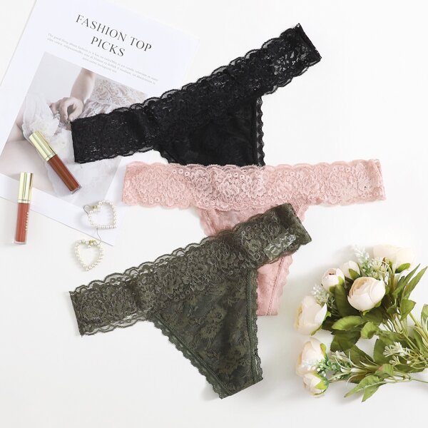 

3pack Floral Lace Panty Set, Multicolor