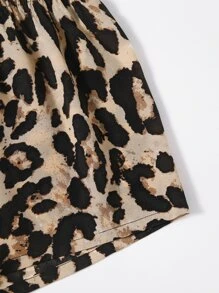 SHEIN Privé Elastic Waist Leopard Print Shorts - Multicolor - View 4
