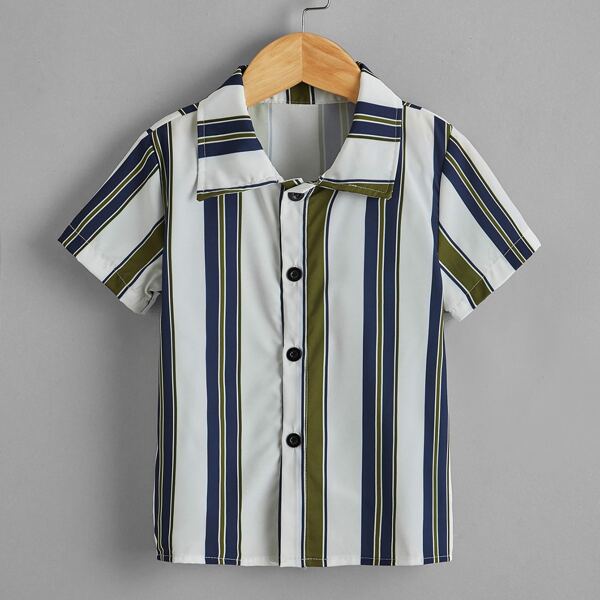 

Toddler Boys Vertical Striped Button Up Shirt, Multicolor