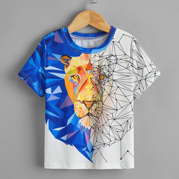 

Toddler Boys Lion And Geo Print Tee, Multicolor