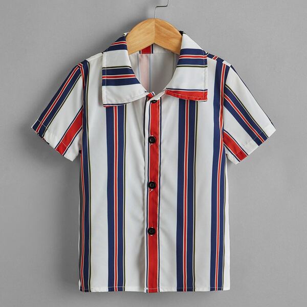 

Toddler Boys Vertical Striped Button Up Shirt, Multicolor