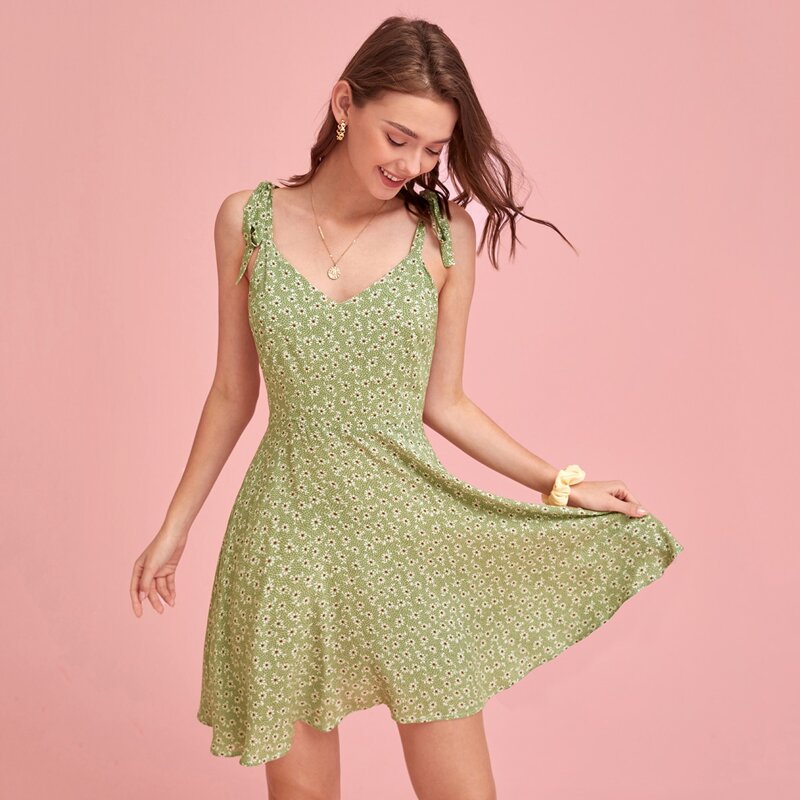 

Ditsy Floral Cami Dress, Lime green