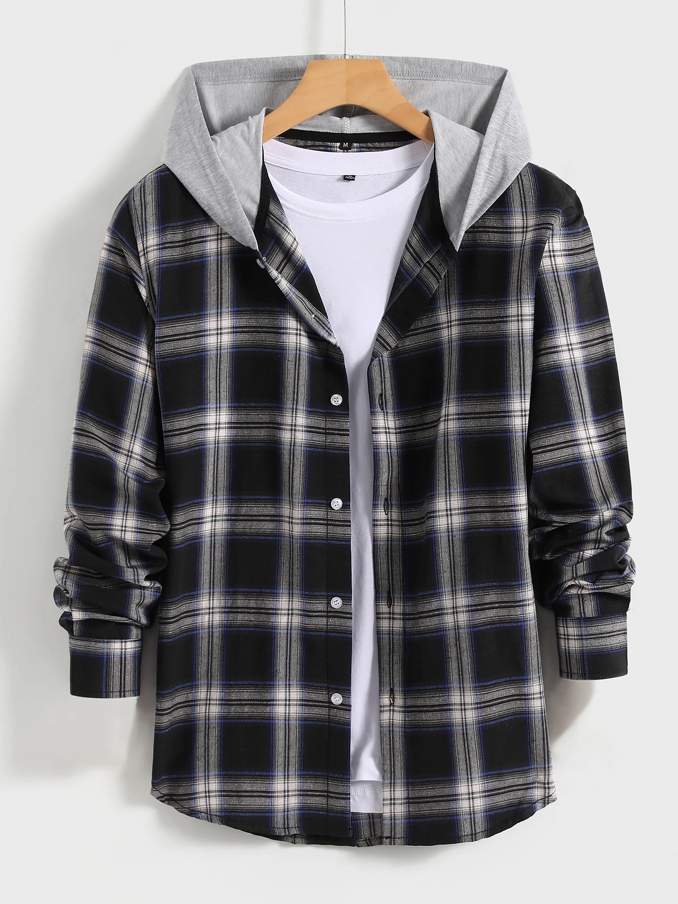 Mens plaid hooded shirt Clearance
