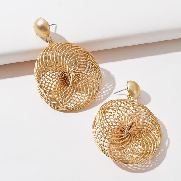 

Hollow Out Drop Earrings, Gold