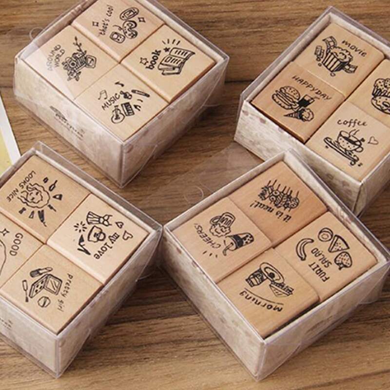 

4pcs Random Wooden Stamp, Khaki