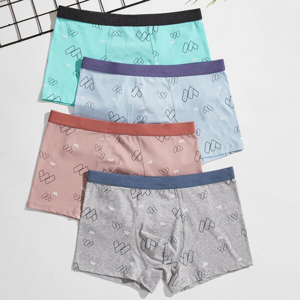 

Men 4pack Graphic Print Underwear, Multicolor