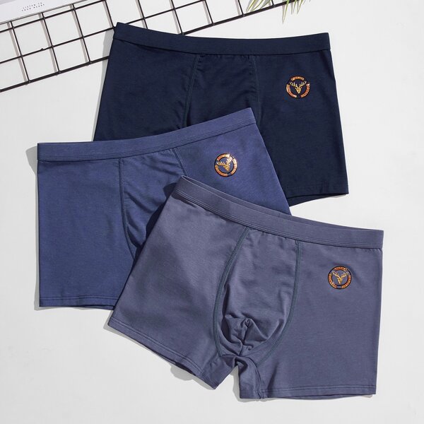 

Men 3pcs Animal Patched Boxer Brief, Multicolor