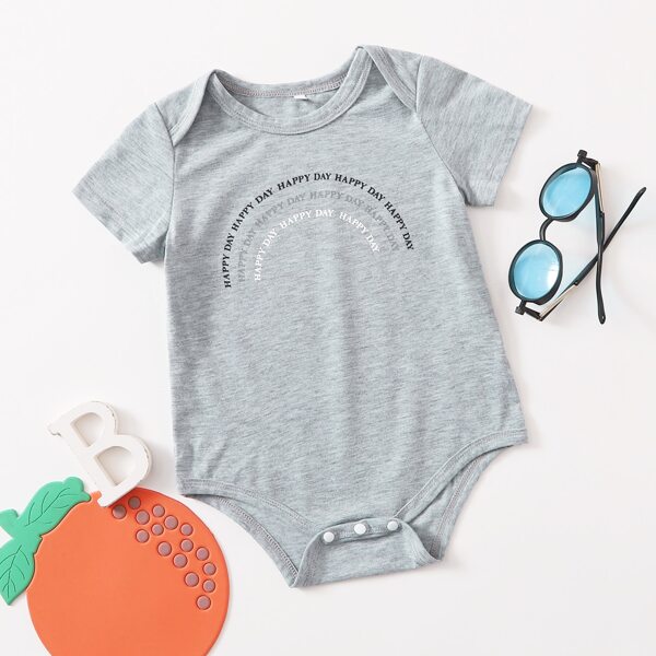 

Baby Unisex Slogan Graphic Tee Bodysuit, Grey