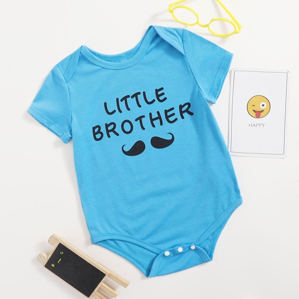 

Baby Boy Letter And Graphic Tee Bodysuit, Blue