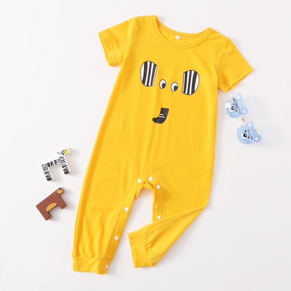 

Baby Girl Cartoon Graphic Jumpsuit, Yellow