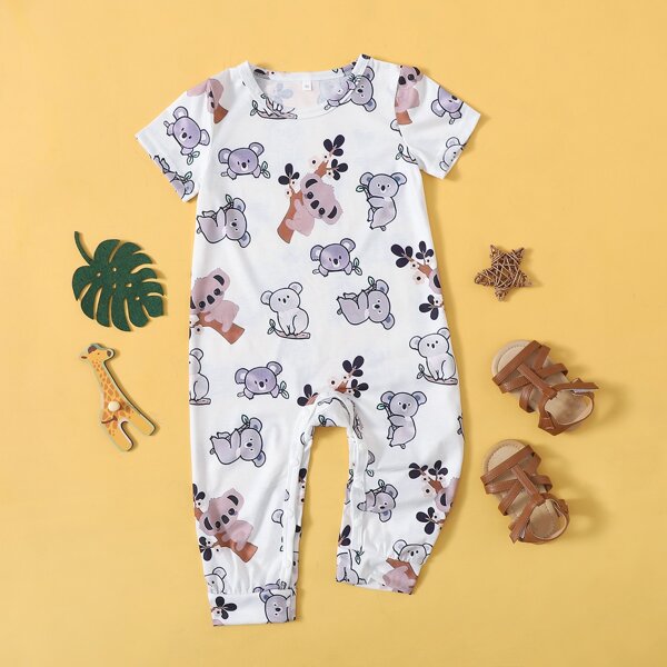 

Baby Unisex Cartoon Graphic Jumpsuit, White