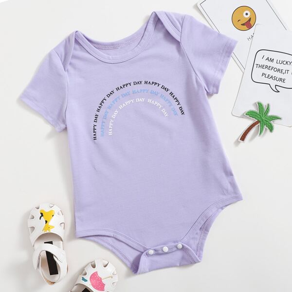 

Baby Girl Letter Graphic Bodysuit, Purple