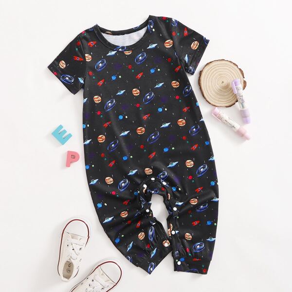 

Baby Unisex Galaxy Print Jumpsuit, Black