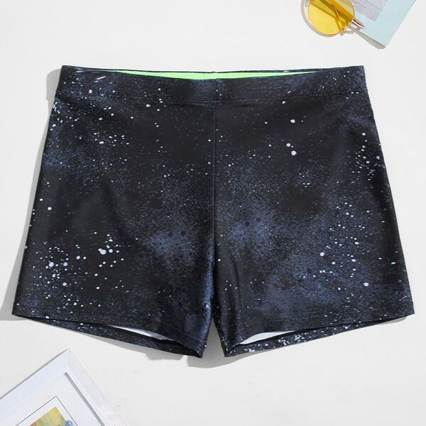 

Men Splash Painting Swim Trunks, Black