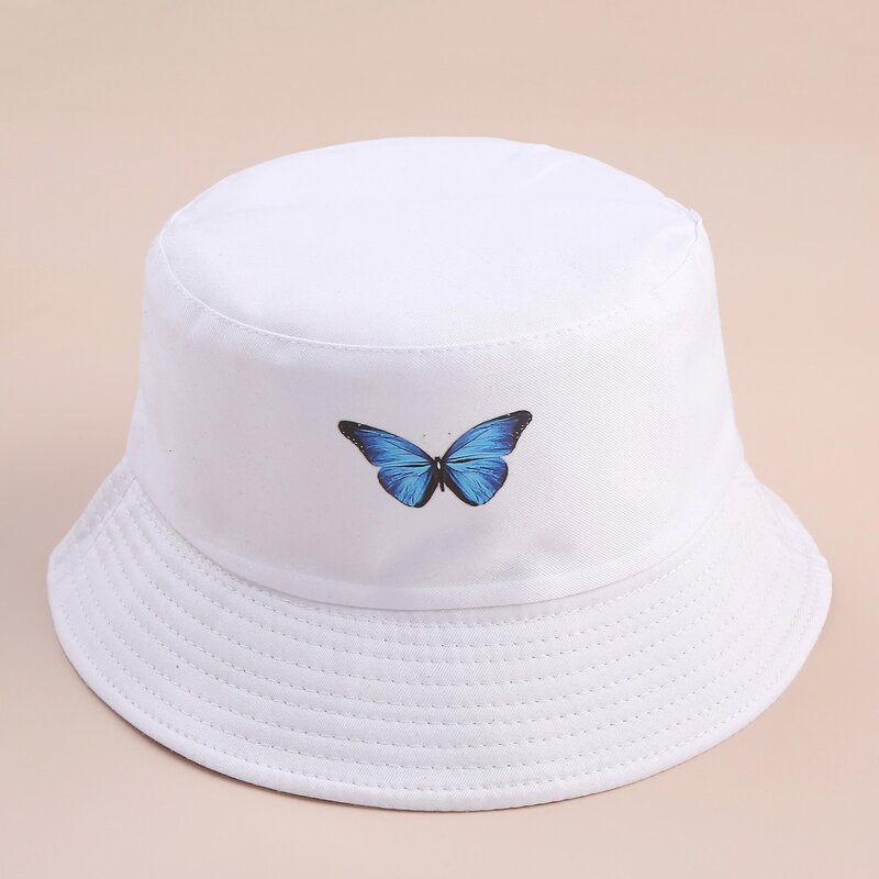 

Butterfly Print Bucket Hat, White