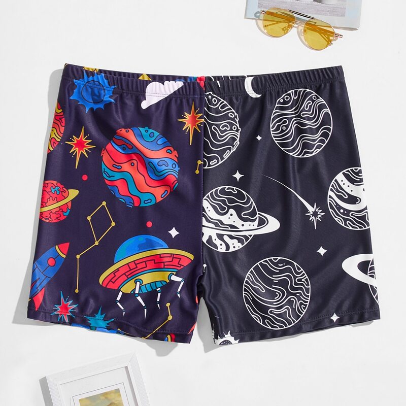 

Guys Planet & Alien Print Swim Trunks, Multicolor