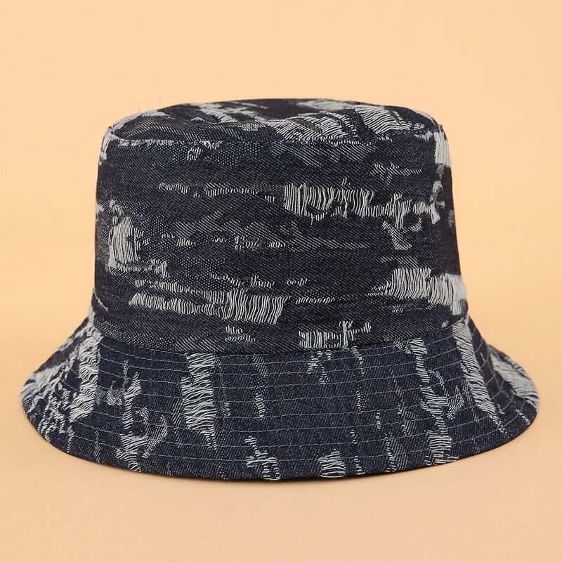 

Ripped Denim Bucket Hat, Navy blue