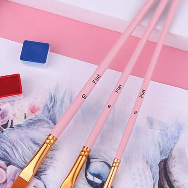

3pcs Nylon Oil Painting Brush, Pink
