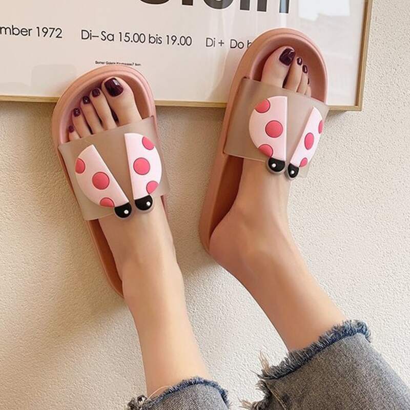 

Cartoon Ladybug Slides, Baby pink