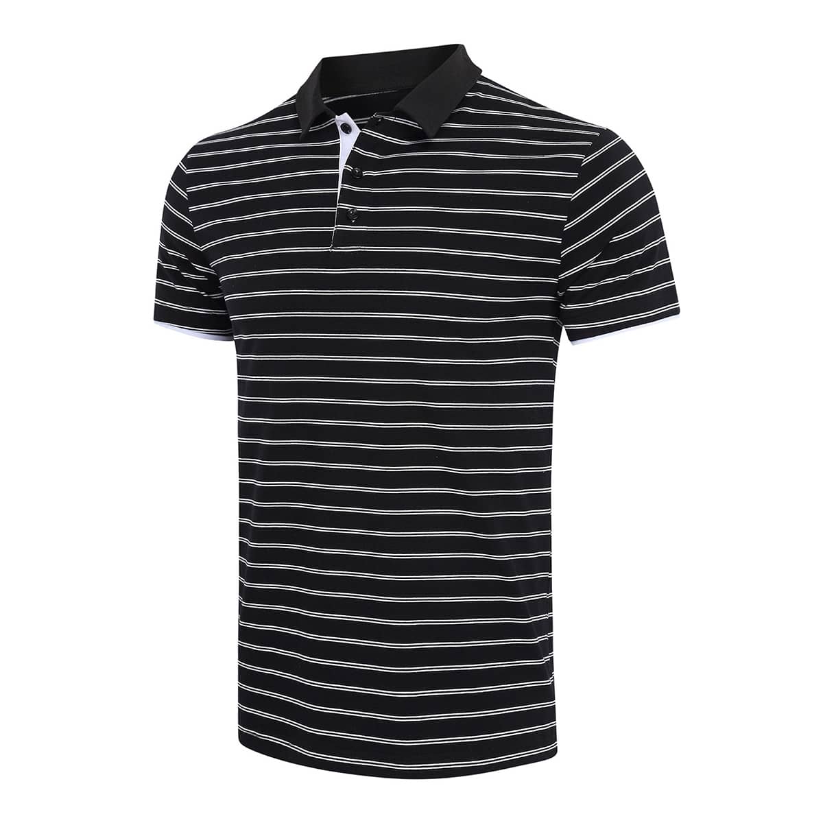 

Guys Stripe Polo Shirt, Black and white