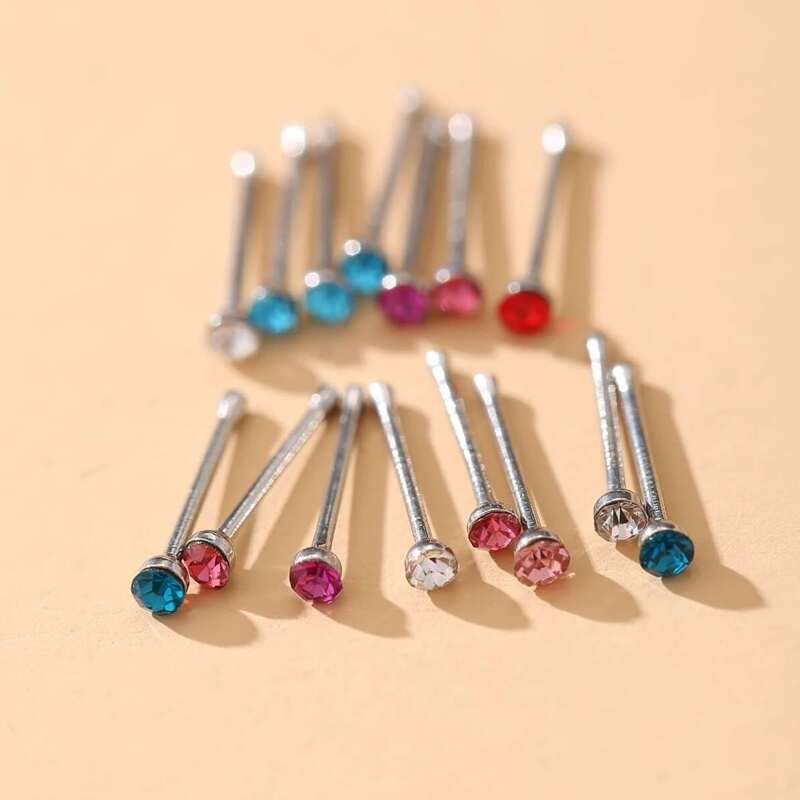 

60pcs Rhinestone Nose Stud, Multicolor