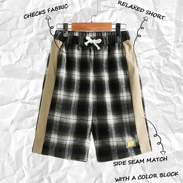 

Boys Tartan Side Stripe Tie Front Shorts, Multicolor