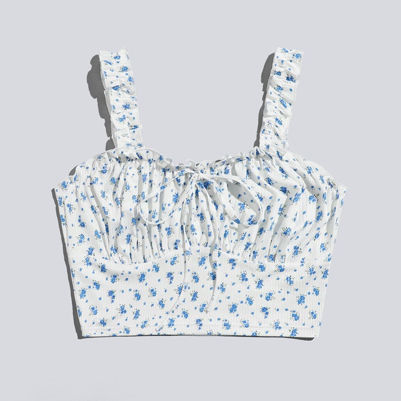 

Ditsy Floral Ruched Bust Crop Top, Multicolor