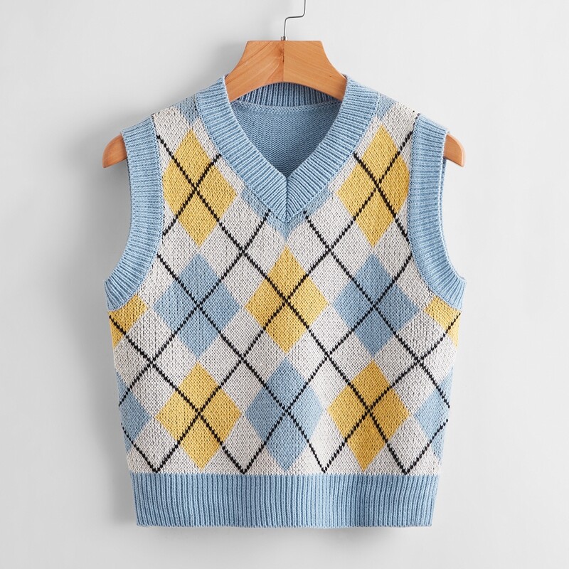 

Argyle Pattern Sweater Vest, Multicolor