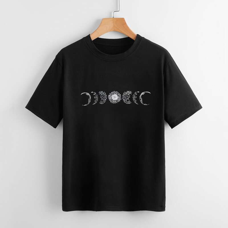 

Sun & Moon Graphic Tee, Black