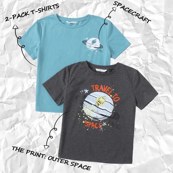

Boys 2 Pack Planet Print Tee, Multicolor