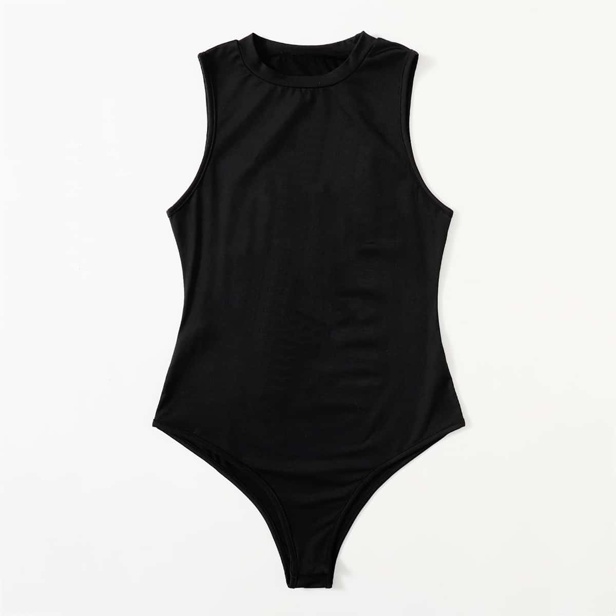 

Solid Sleeveless Bodysuit, Black