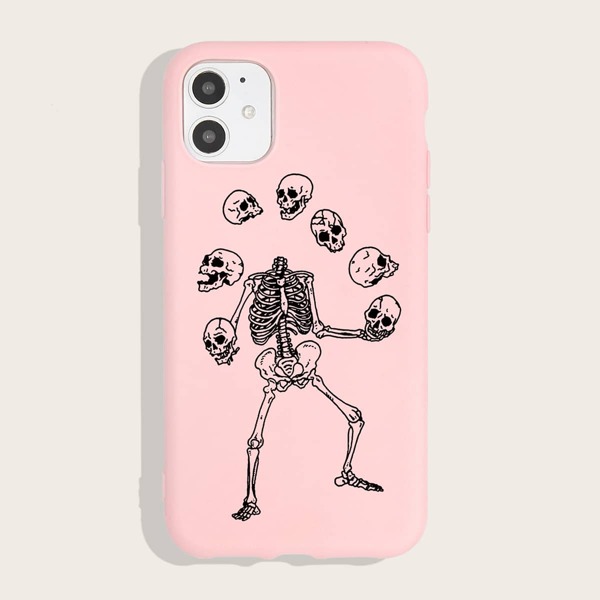 

Skull Pattern iPhone Case, Pink