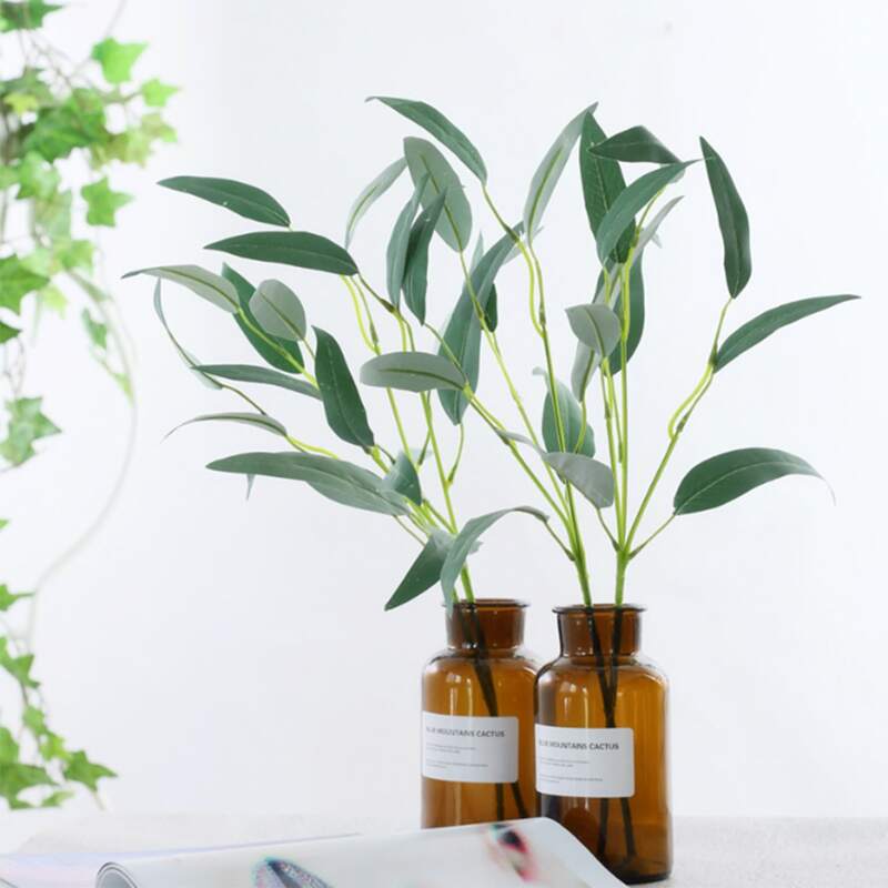 

1pc Artificial Leaf Without Vase, Green