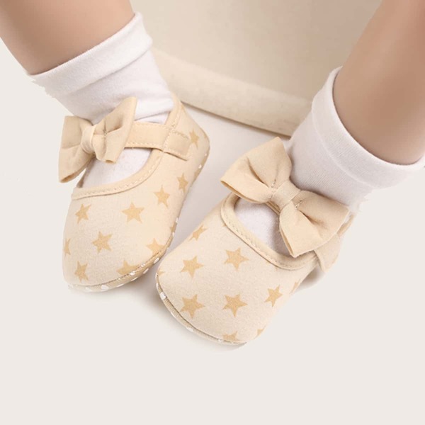 

Baby Girl Bow Decor Star Graphic Flats, Khaki