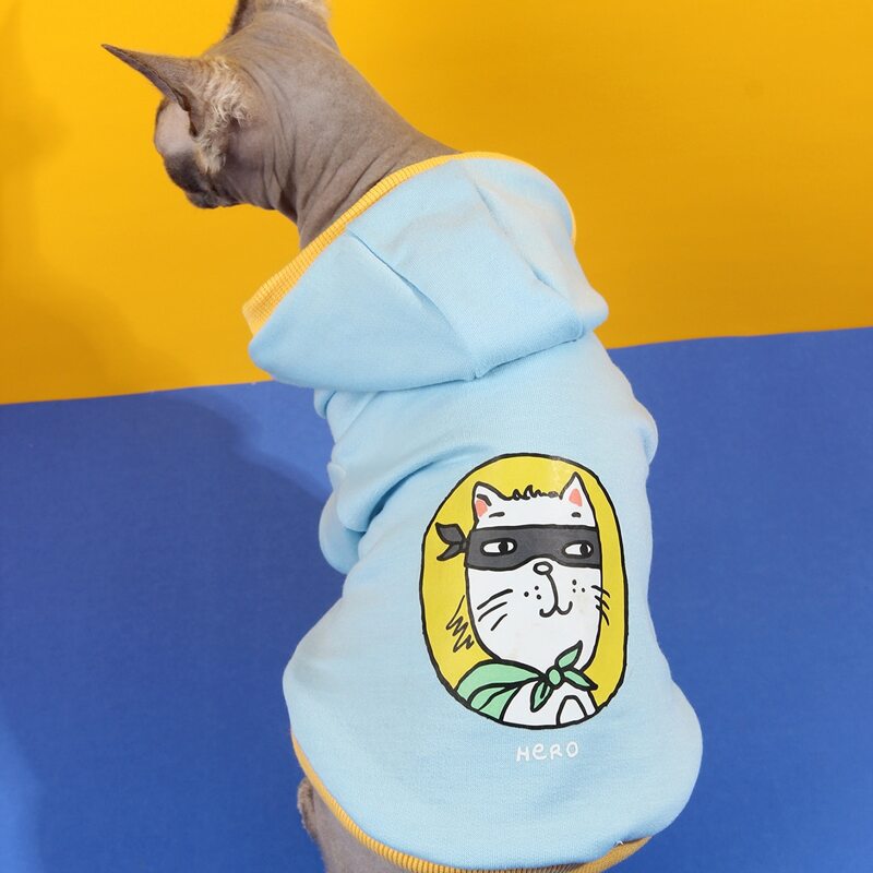 

Cartoon Graphic Pet Hoodie, Blue