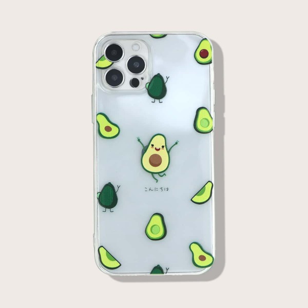 

Прозрачный чехол для iPhone с узором авокадо