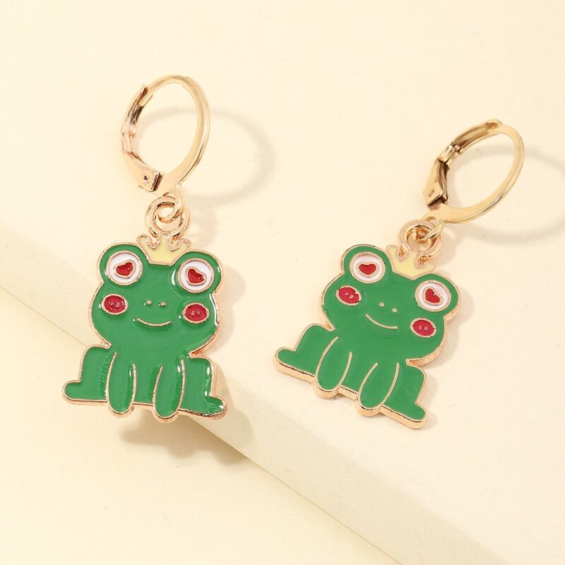 

Frog Drop Earrings, Green