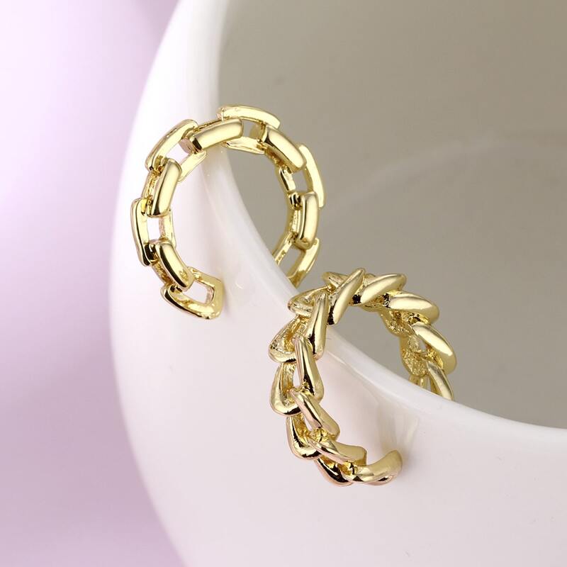 

Chain Hoop Earrings, Gold