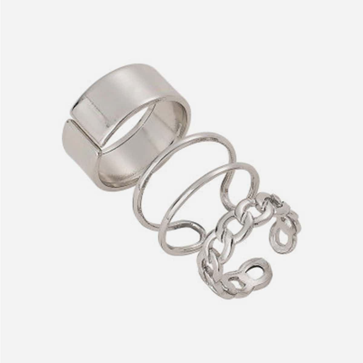 

3pcs Minimalist Chain Ring, Silver