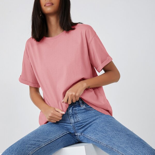 

Drop Shoulder Solid Top, Dusty pink