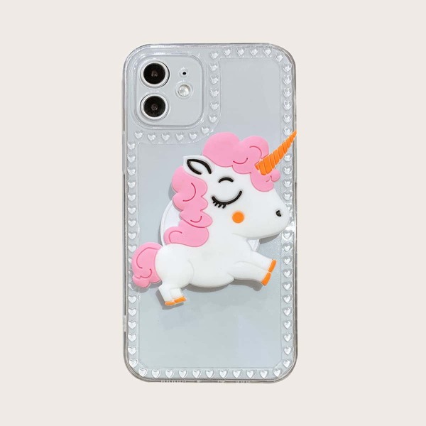 

Cartoon Unicorn Pop-Out Phone Grip iPhone Case, Clear