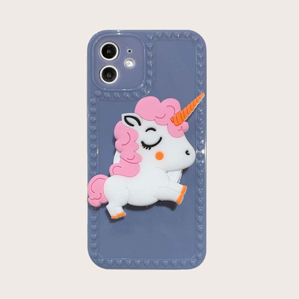 

Cartoon Unicorn Pop-Out Phone Grip iPhone Case, Navy blue