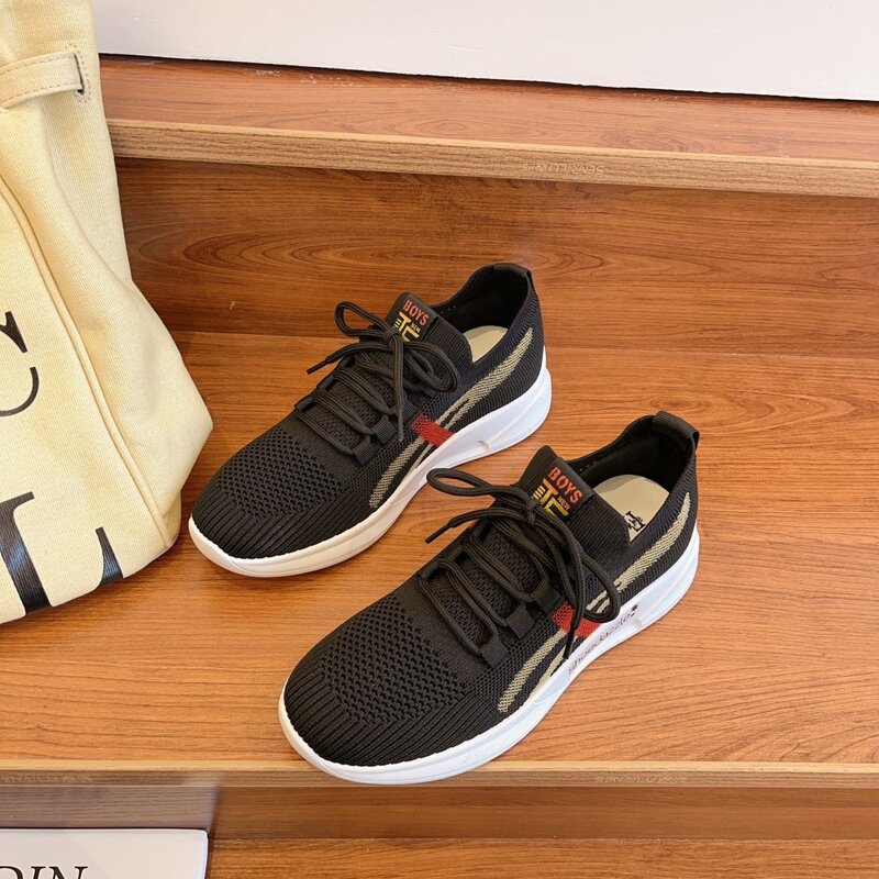 

Lace-up Knit Sneakers, Black