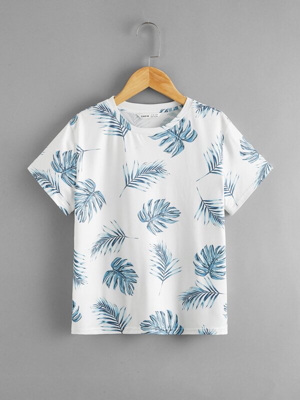 SHEIN Tween Boy Tropical Print Tee