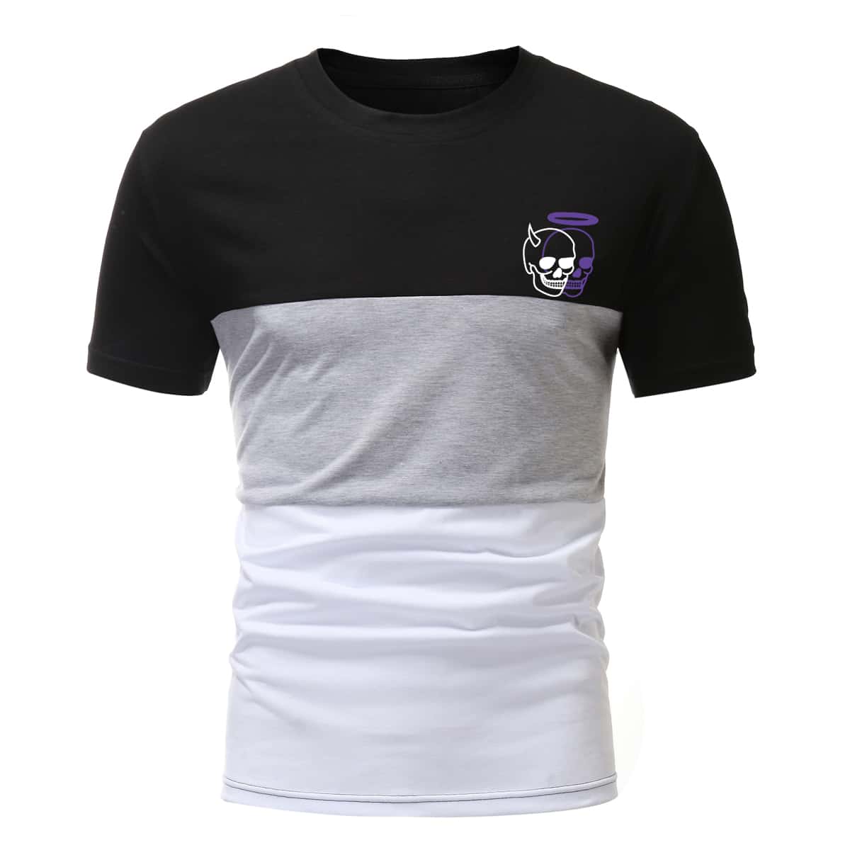 

Guys Colorblock Skull Graphic Tee, Black