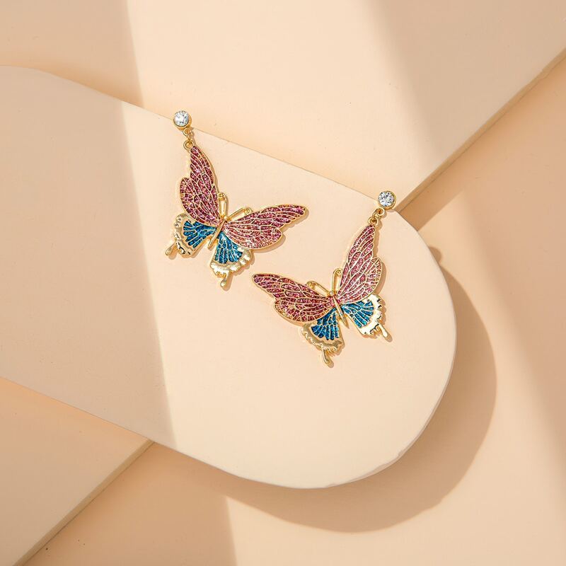

Glitter Butterfly Drop Earrings, Multicolor